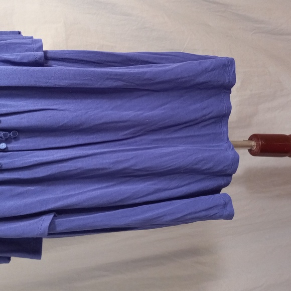 One World 2X Popover Short Sleeve Shirt Top Embroidered Beaded Blue - Picture 3 of 11